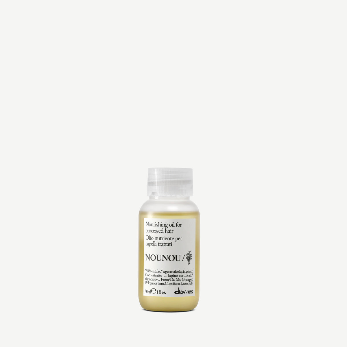 Davines France NOUNOU Oil - Une huile pour cheveux cassants qui nourrit intensément et renforce la fibre capillaire grâce à l'extrait de lupin Regenerative Organic Certified™