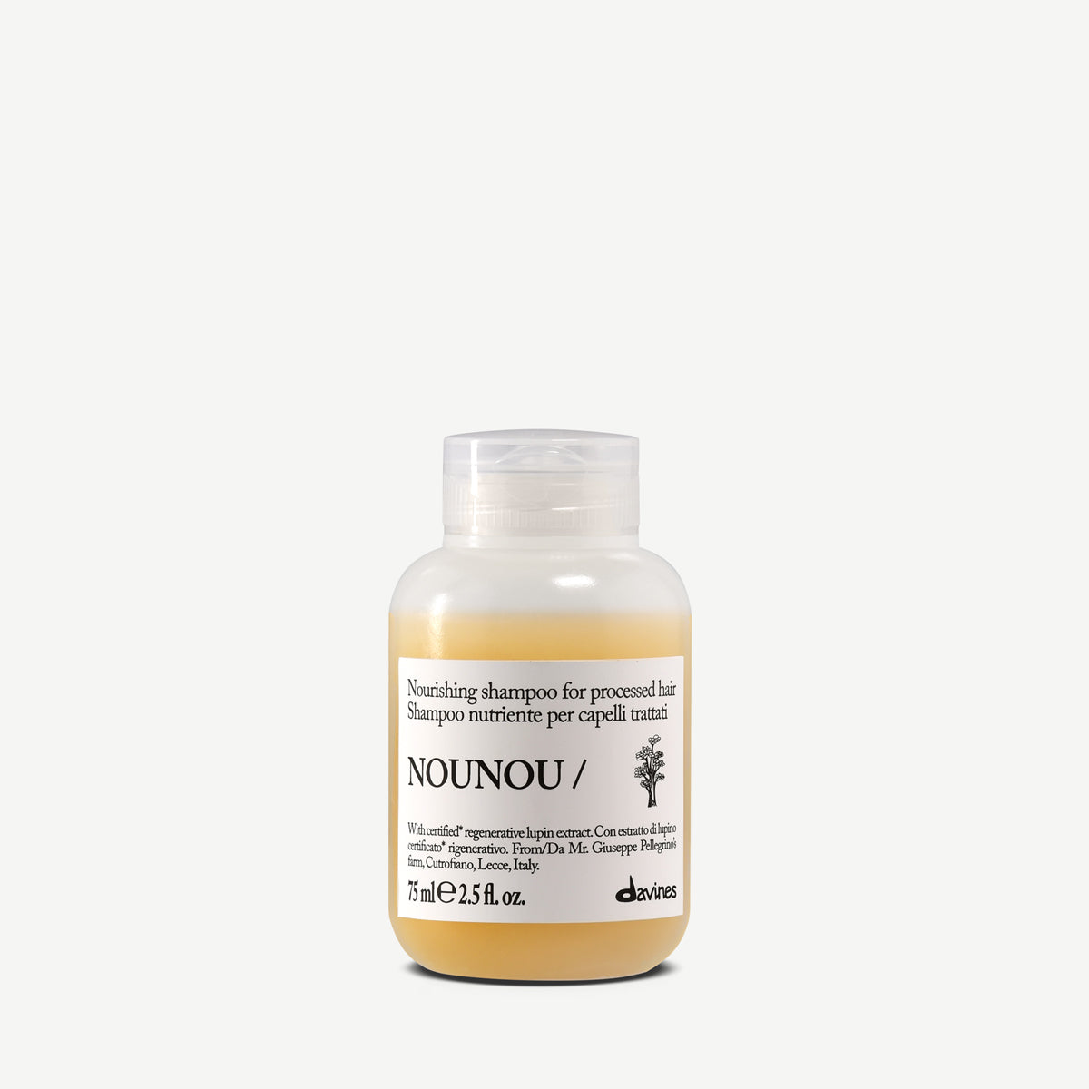 Davines France NOUNOU Shampoo - Découvrez ce shampoing nourrissant qui enveloppe vos cheveux d'une mousse riche et crémeuse pour une chevelure visiblement nourrie et sublimée
