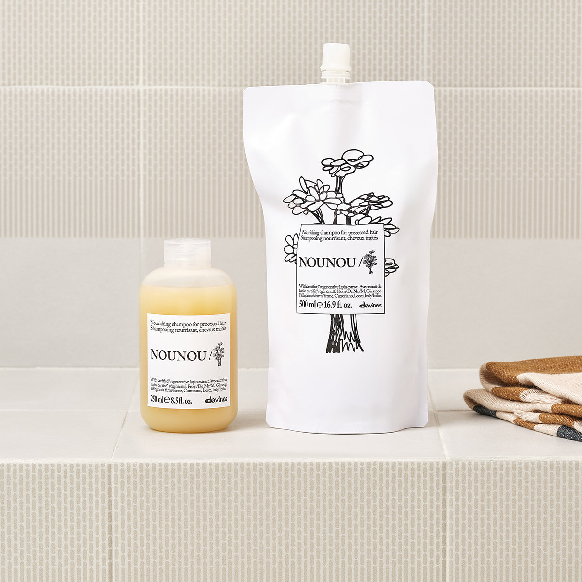 Davines France NOUNOU Shampoo + éco-recharge - Shampoing pour cheveux fragilisés