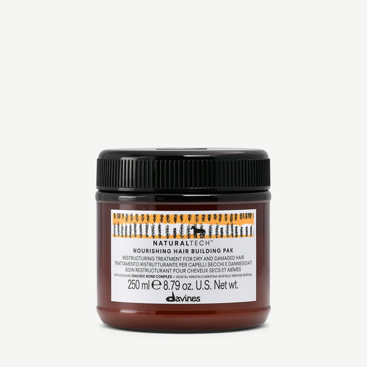 Davines France NOURISHING Hair Building Pak - Traitement réparateur à la kératine végétale combinée avec le Biacidic Bond Complex pour cheveux très secs et abîmés.