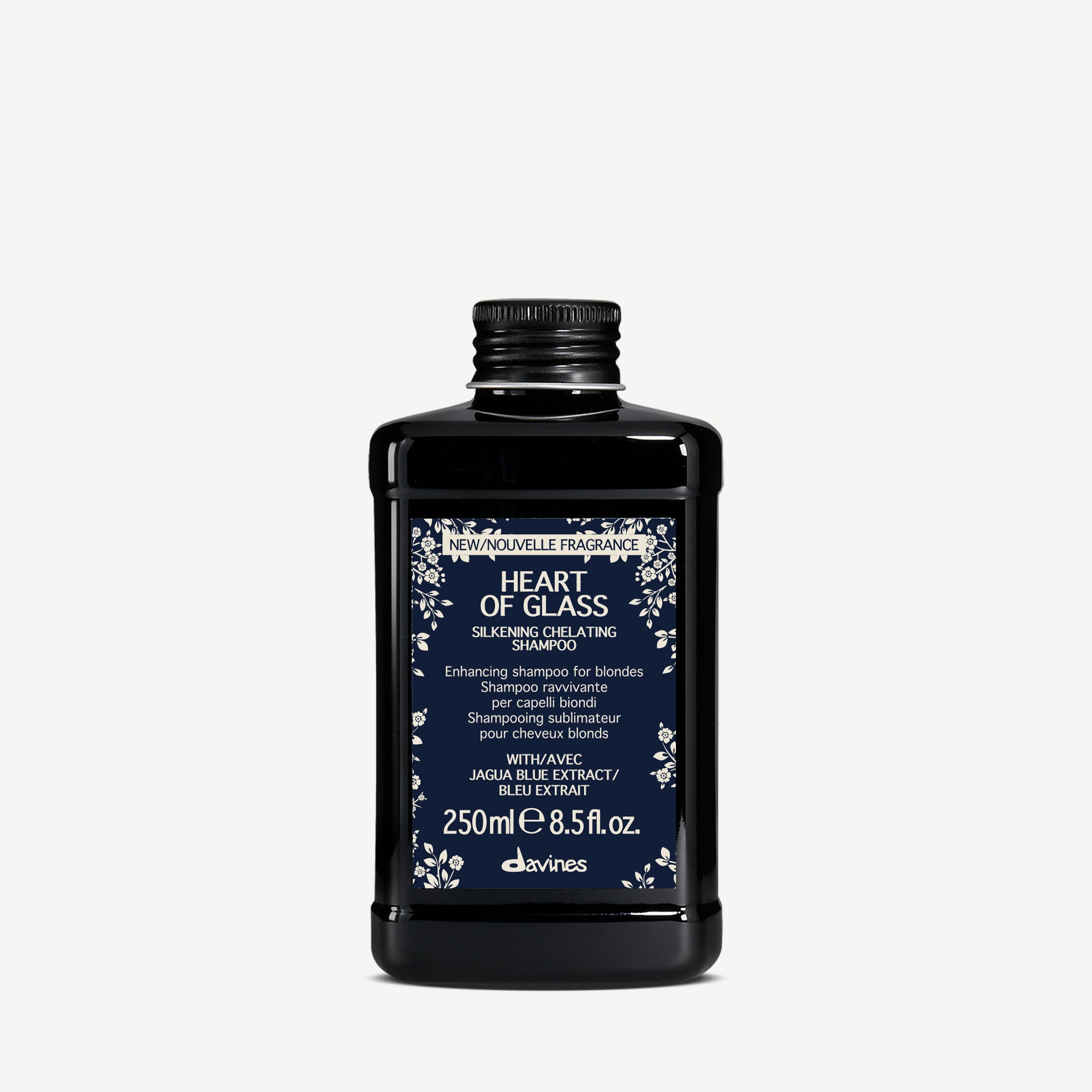 Davines France HEART OF GLASS Silkening Chelating Shampoo - Shampoing bleu pour cheveux blonds naturels ou colorés