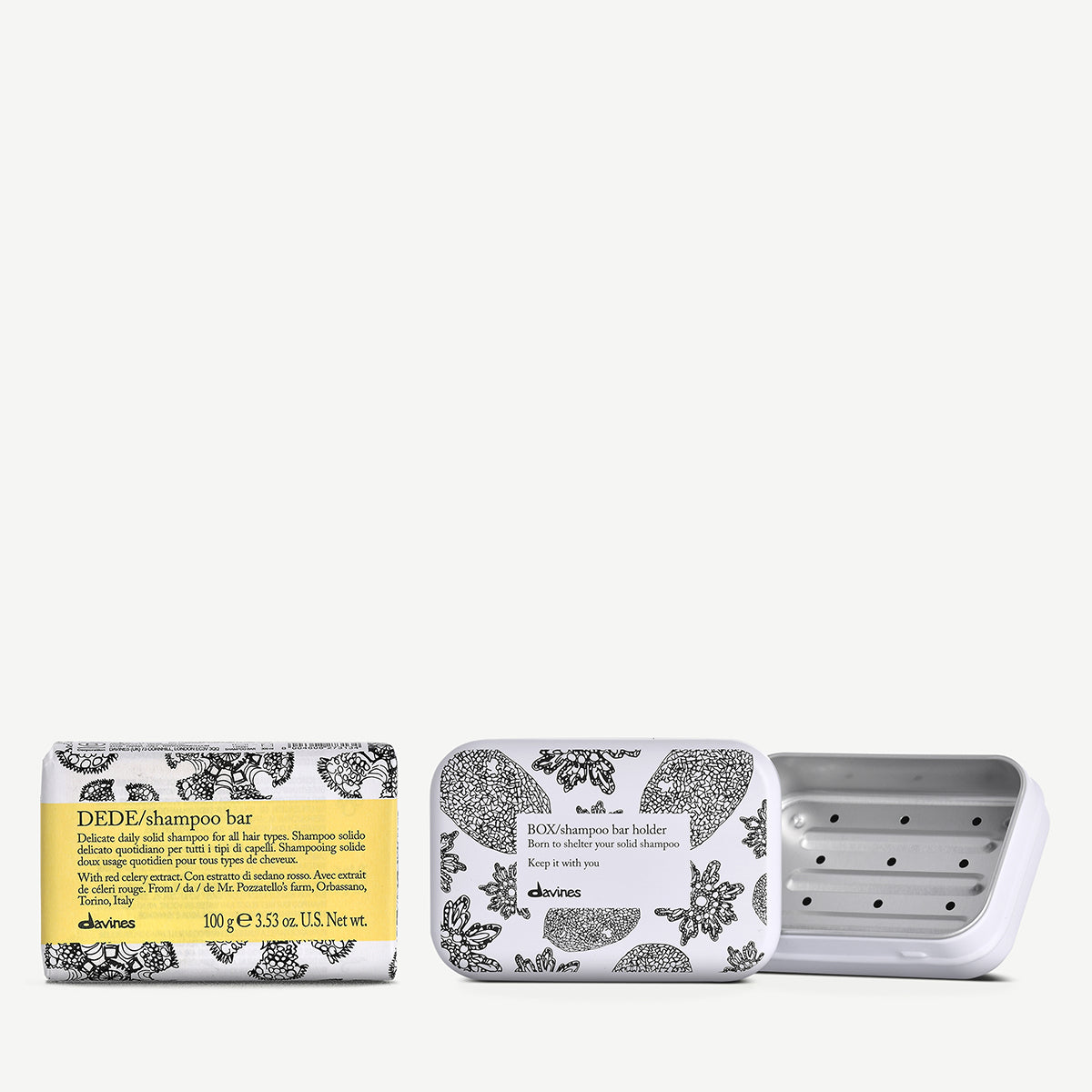 Translation missing: fr.products.general.vendor: SET DEDE Shampoo Bar + Boîte  Shampoing solide hydratant avec son étui en aluminium -Boite-2pz-1