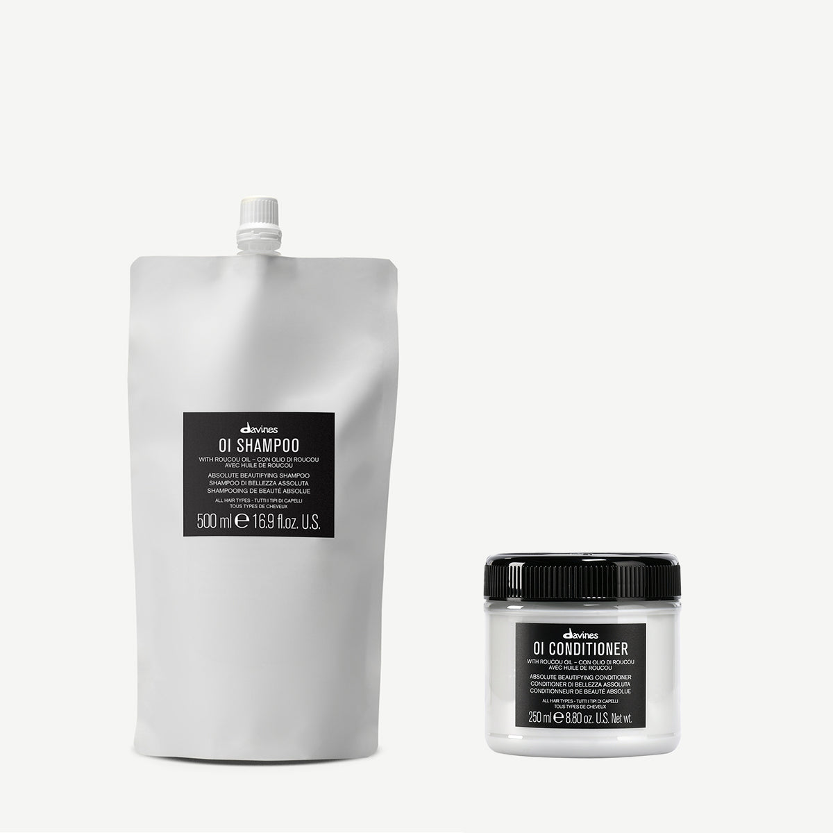 Davines France Éco-recharge OI Shampoo + Conditioner - Duo shampoing & après-shampoing pour des cheveux doux, brillants et faciles à coiffer