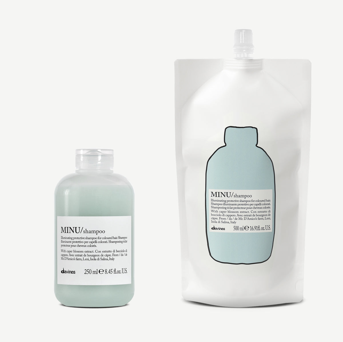 Davines France MINU Shampoo + éco-recharge - Shampoing pour cheveux colorés & son éco-recharge