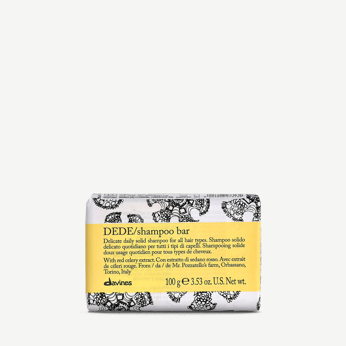 Davines France DEDE Shampoo Bar - Shampoing solide doux pour le lavage quotidien de tout type de cheveux